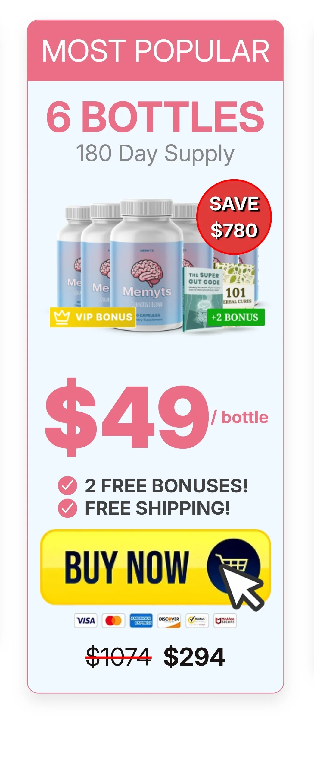 Memyts™ 6 bottles pricing